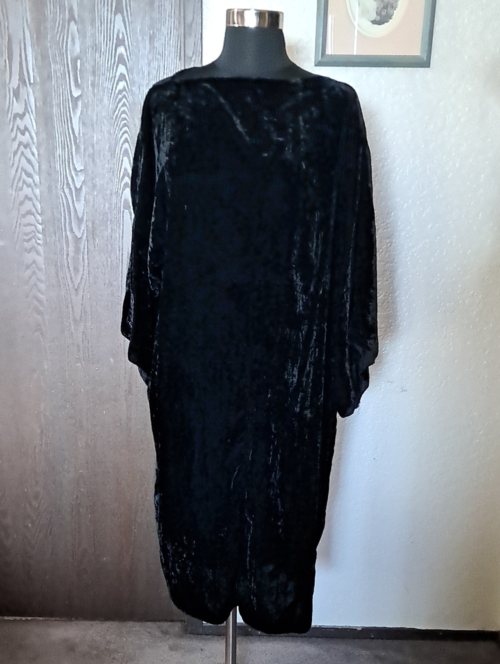 Handmade Crushed Black Velvet Dress